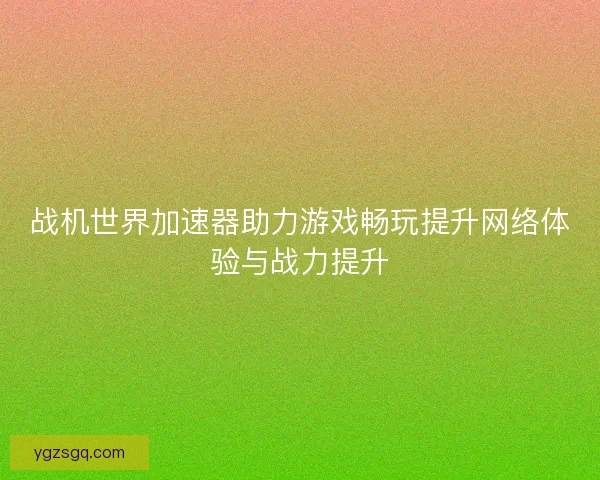 战机世界加速器助力游戏畅玩提升网络体验与战力提升